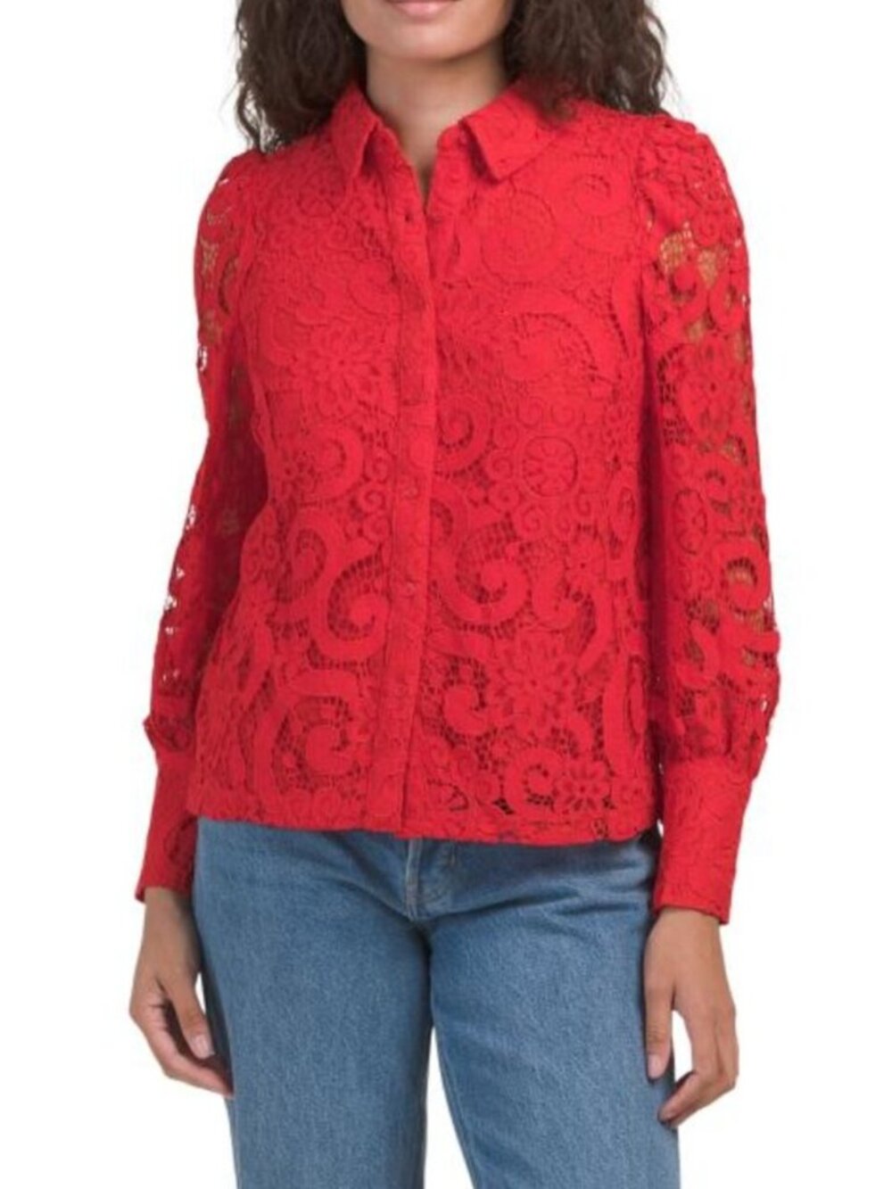 NANETTE LEPORE High Cuff Lace Shirt